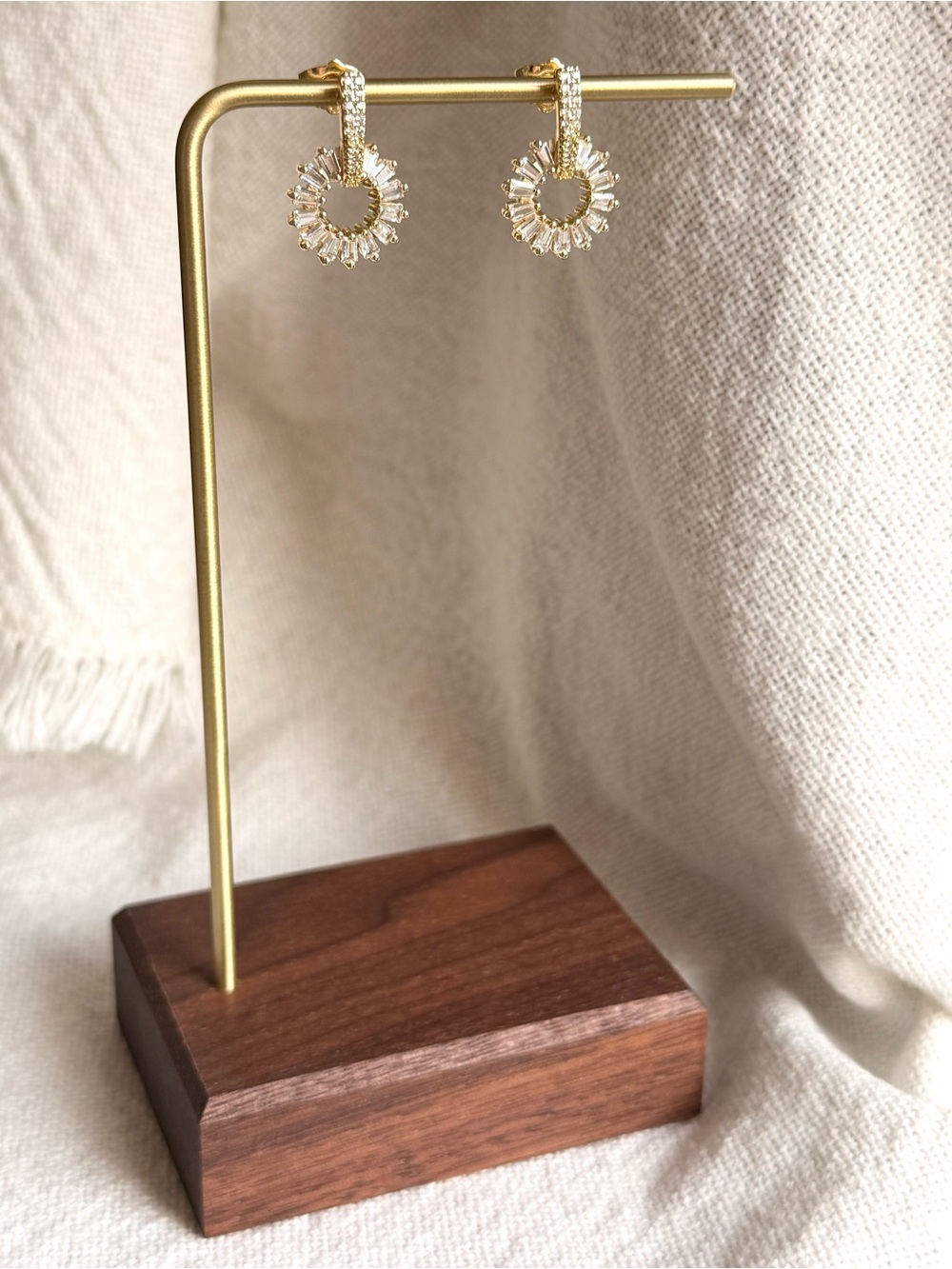 NEW! Gold Plated Clear Crystal Earrings - Women Jewelry
